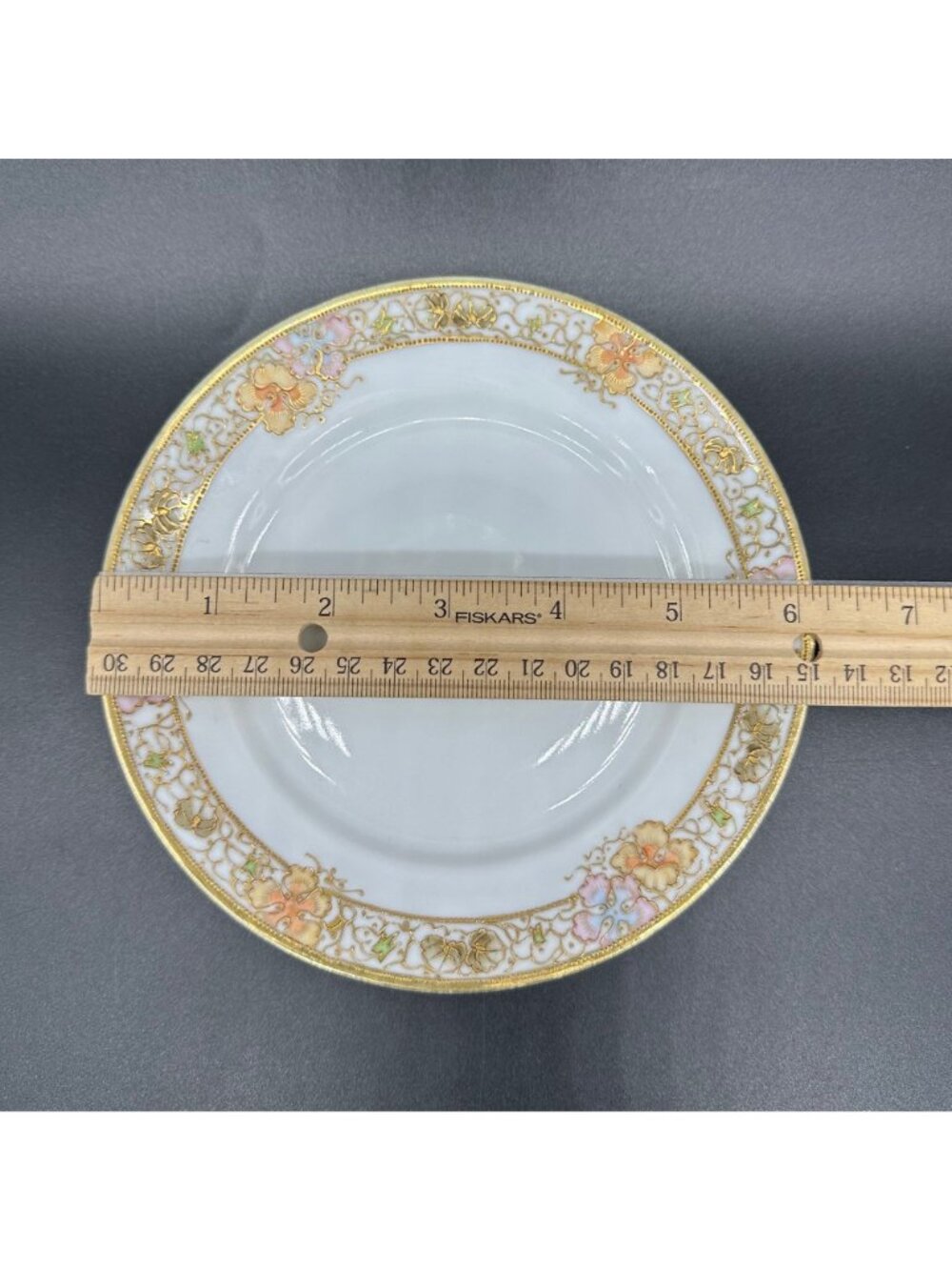 Antique Nippon Hand Painted Floral Moriage Gold Footed Dish Set Ladle Plate - Picture 8 of 10